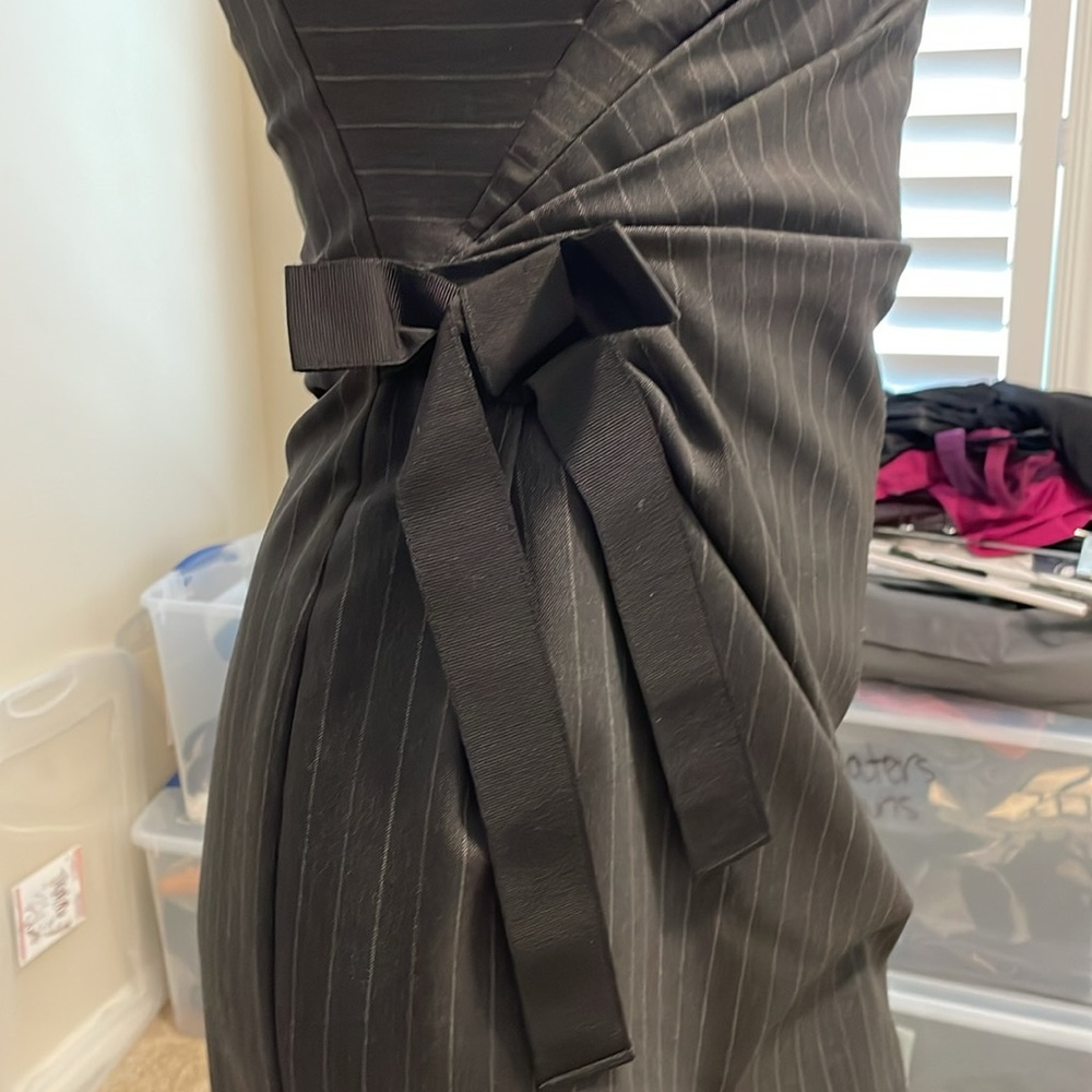 D&G Grey Pinstripe Strapless Look Gathered Ruched Waist Pencil Dress IT42 NWOT 6 - Picture 7 of 17